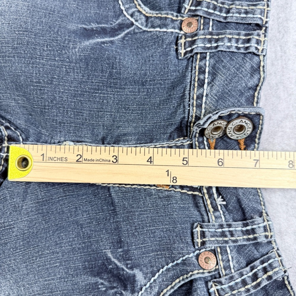 Angels Flare Jeans Womens 9 Short Blue Excellent Thick Stitch Low Rise Y2K - Picture 10 of 15